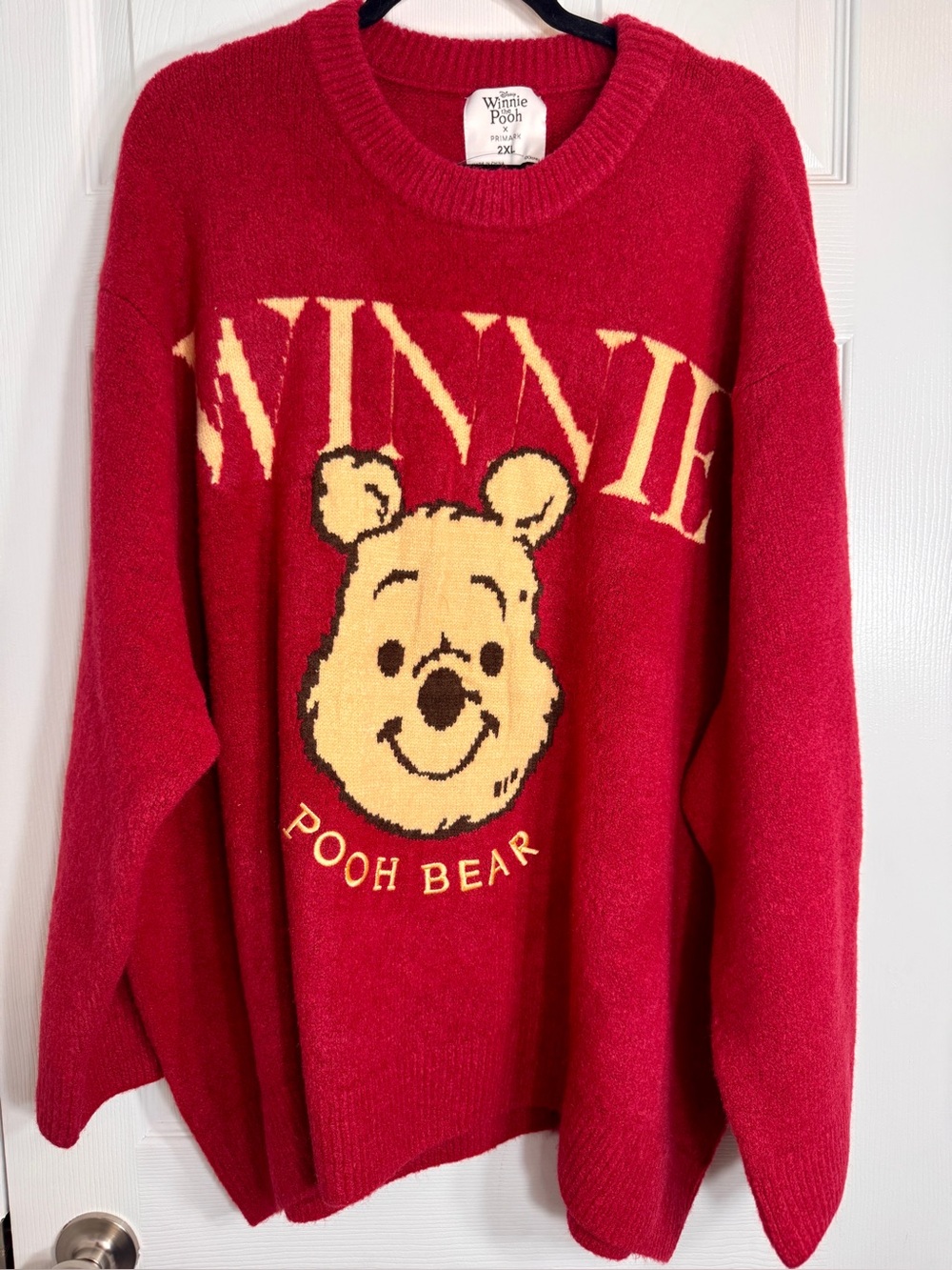 NWT Disney Primark Winnie the Pooh Oversized Red Knit Sweater 2XL